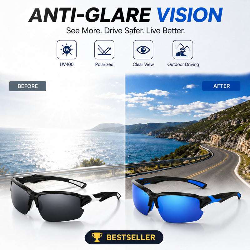 Polarized UV400 Sports Sunglasses – Unisex Outdoor & Driving Eyewear