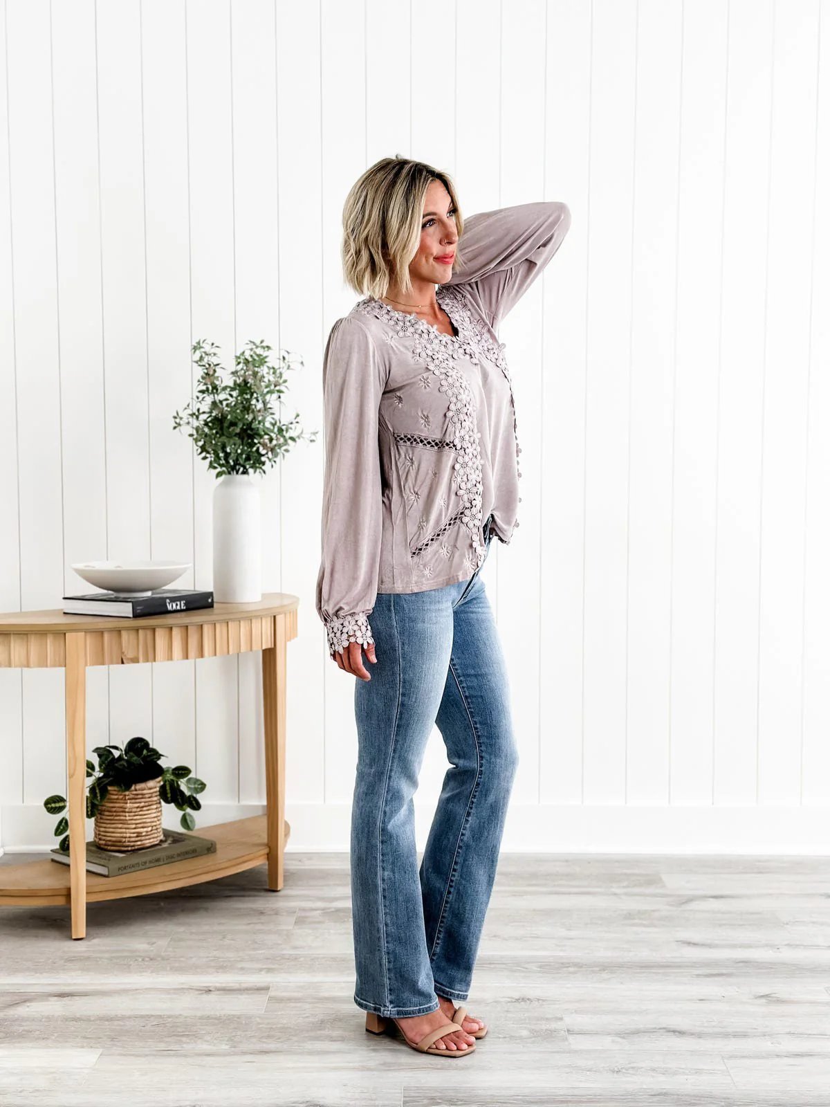 High-waisted trumpet jean