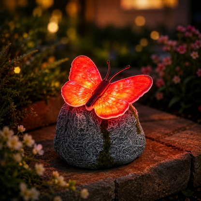 Solar-powered glowing butterfly garden lam