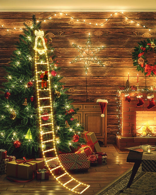 🎊LED Christmas Lights - 🎄Christmas Decorative Ladder Lights with Santa Claus✨
