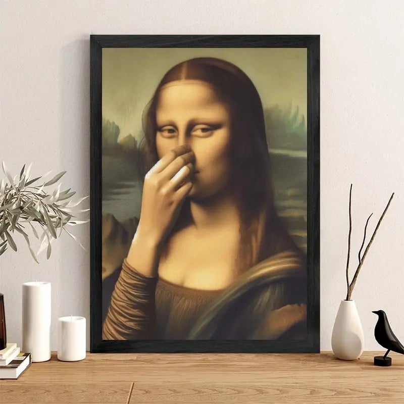 Imitation Mona Lisa art decoration, funny vintage toilet humour room decoration
